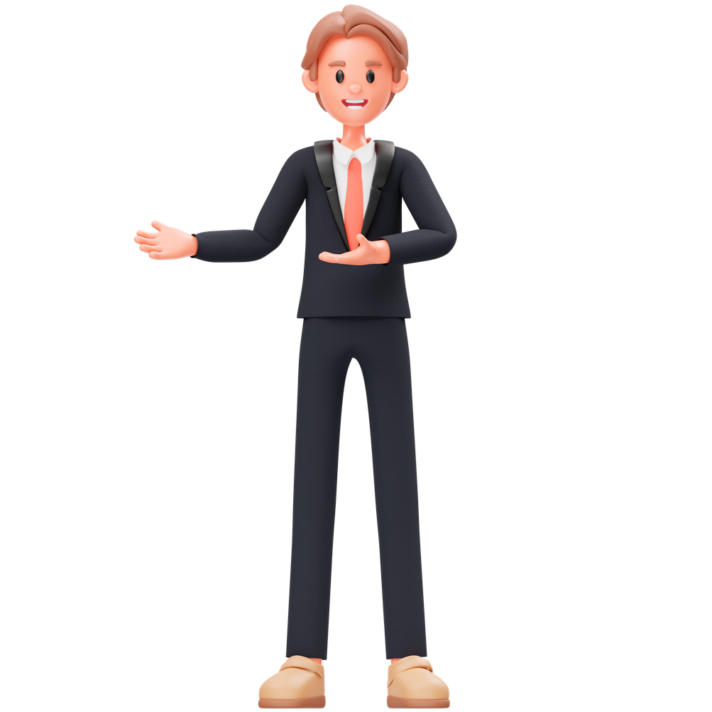 Happy person presenting our experience